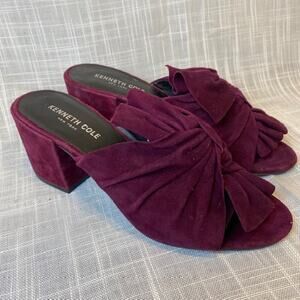 Kenneth Cole Suede Knot Leather Vali Violet Purple Mules Sandals Womens 7.5
